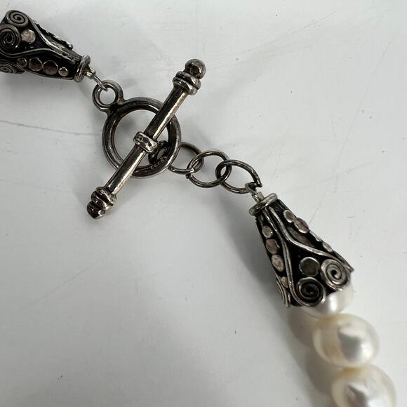 Red Coral Genuine Pearl Necklace Silver Clasp 18 inch Chunky Statement Tropical - Picture 9 of 11